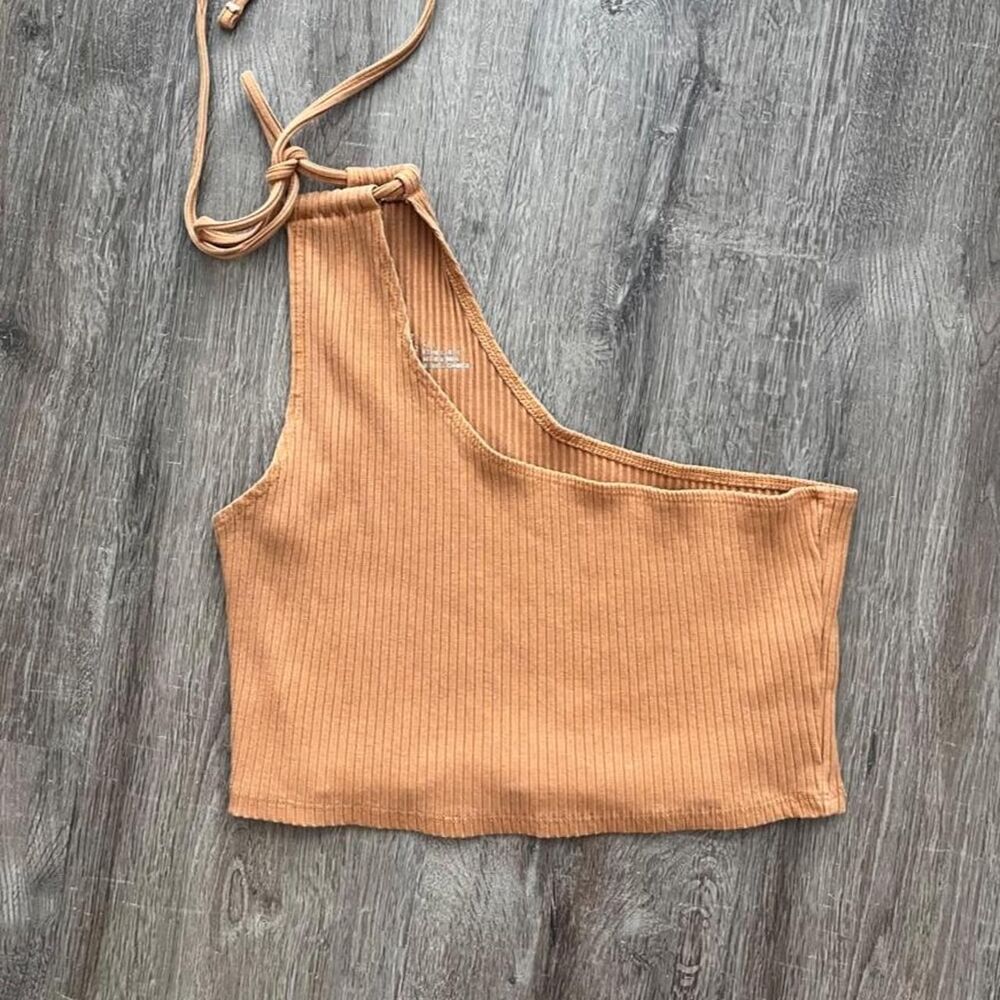 Aerie Women's Orange and Tan Crop-top